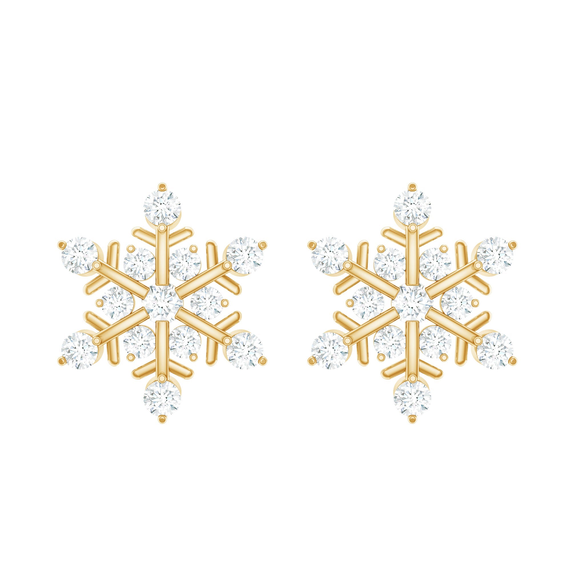 Certified Diamond Snowflake Stud Earrings with Screw Back