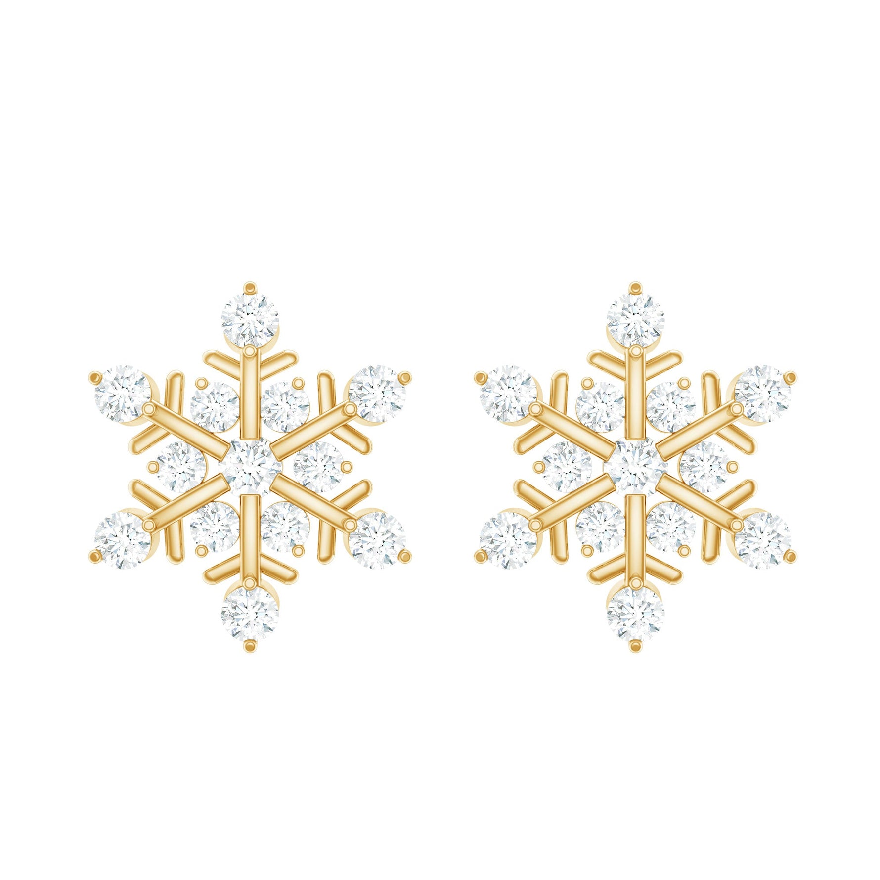 Certified Diamond Snowflake Stud Earrings with Screw Back