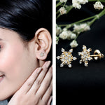 Certified Diamond Snowflake Stud Earrings with Screw Back
