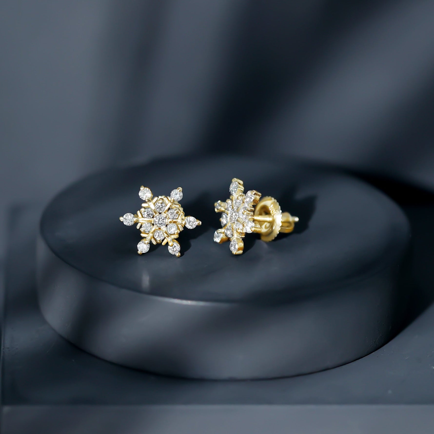 Certified Diamond Snowflake Stud Earrings with Screw Back