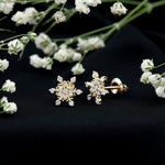 Certified Diamond Snowflake Stud Earrings with Screw Back