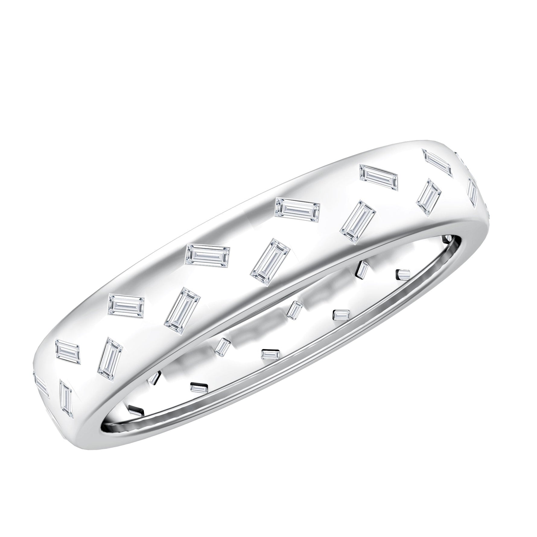 Baguette Cut Lab Grown Diamond Wedding Band With Certificate
