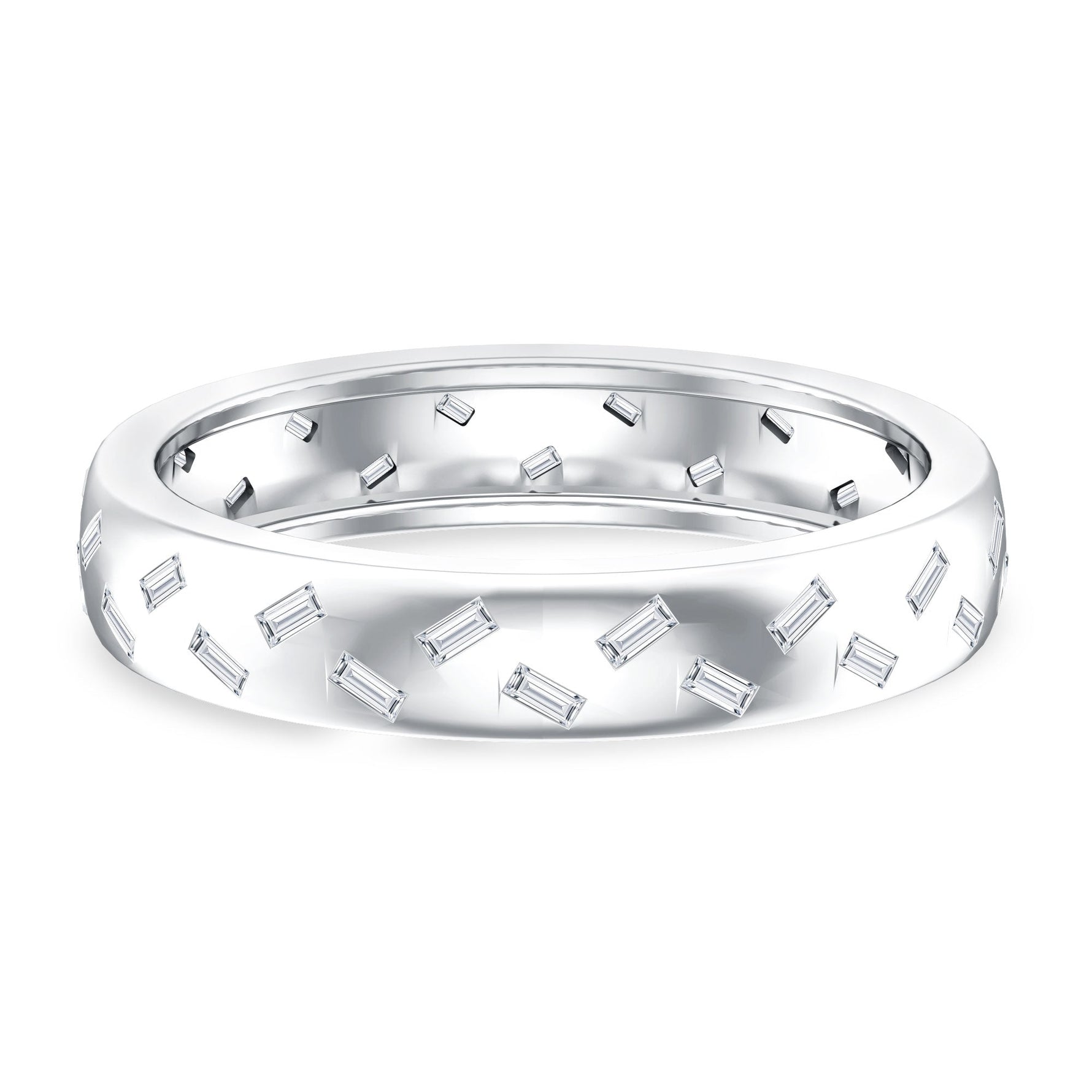 Baguette Cut Lab Grown Diamond Wedding Band With Certificate