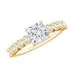 Lab Grown Diamond 5 MM Princess Cut Engagement Ring With Side Stones
