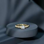 Lab Grown Diamond 5 MM Princess Cut Engagement Ring With Side Stones