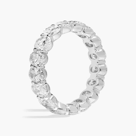 5.00 CTW Created Moissanite Oval Eternity Band Ring in 14k White Gold Overlay