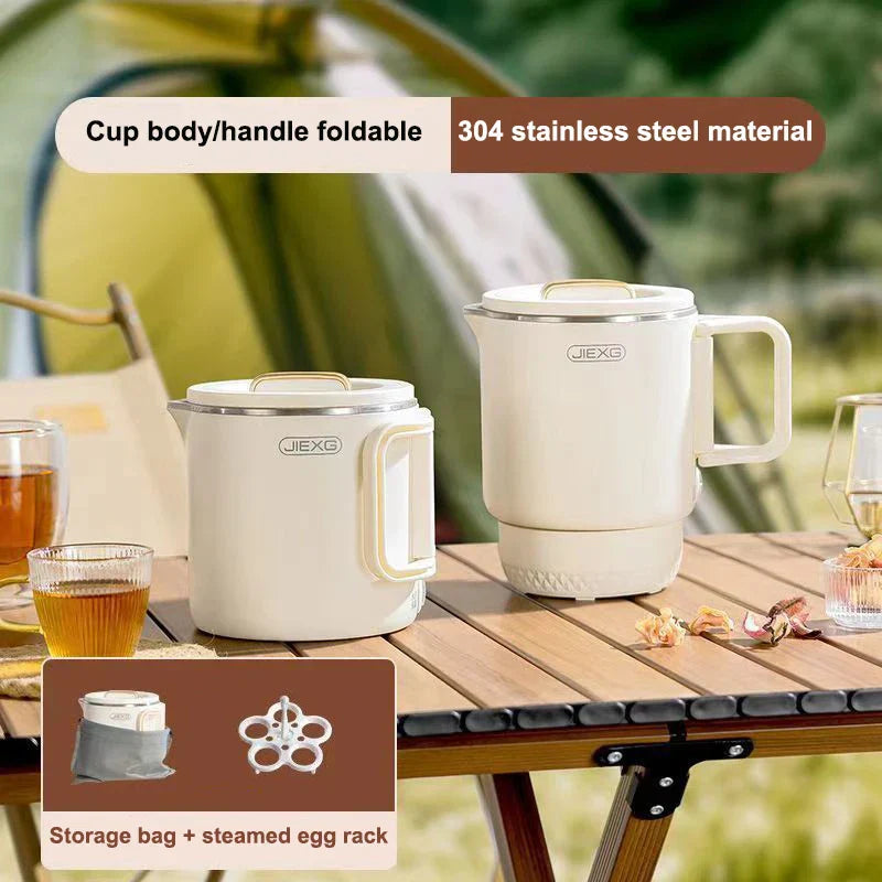 3-in-1 Portable Foldable Electric Cooker Mini Rice Cooker White