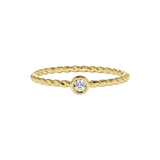 14K Solid Gold Diamond Twisted Bezel Setting Fashion Ring For Women