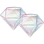 Set of 2 Iridescent Diamond Whiskey & Wine Glasses 10oz - Wine, Whiskey, Water, Diamond Shaped, Diamonds Collection Sparkle Patented Wine Savant - Stands Alone, Or on Stand