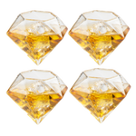 Set of 4 Diamond Whiskey & Wine Glasses 10oz - Wine, Whiskey, Water, Diamond Shaped, Diamonds Collection Sparkle Patented Wine Savant - Stands Alone, Or on Stand