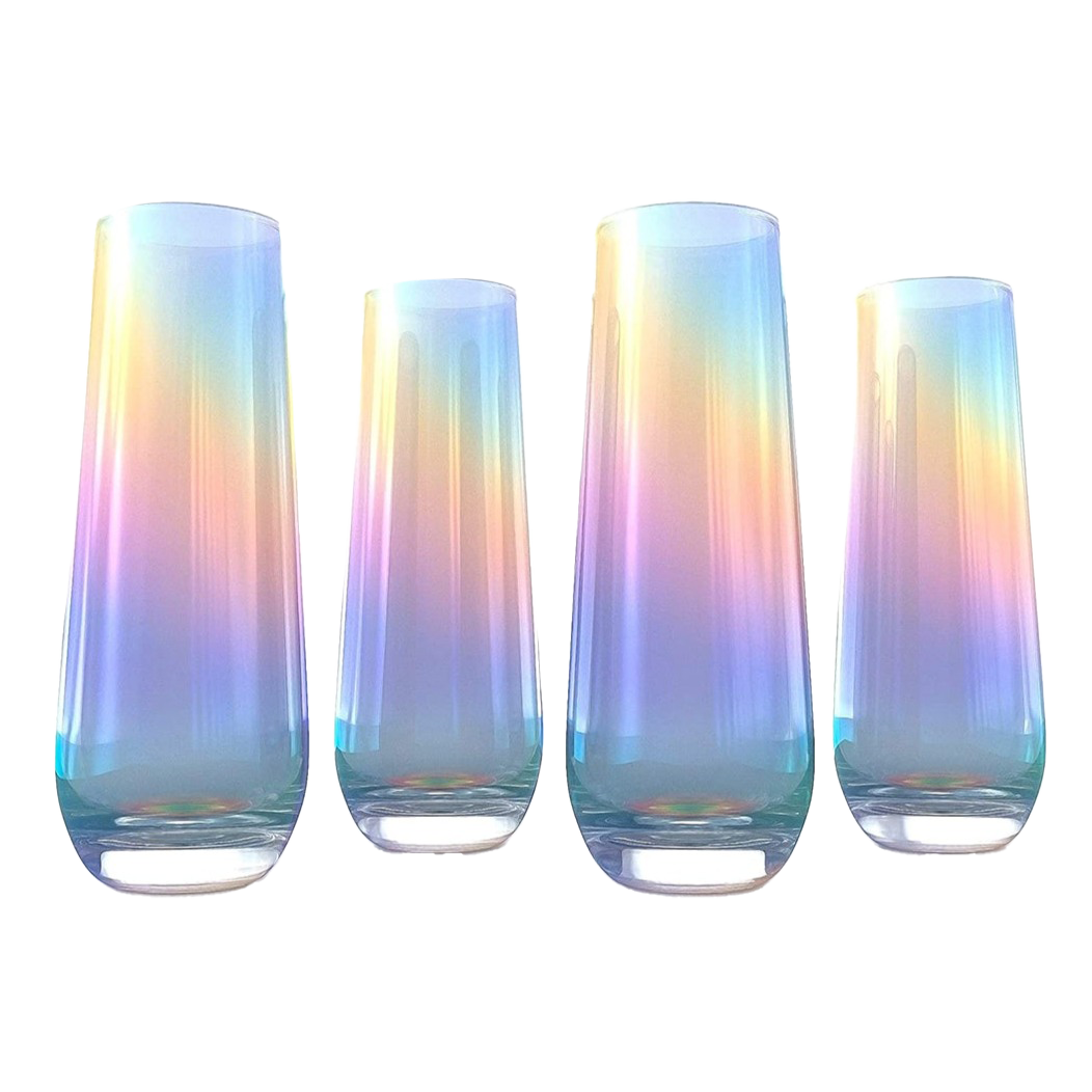 Iridescent Luster Pearl Radiance Set of 4 Wine Glasses 10oz - Radiant and Nostalgic Large Red or White Wine Glass, Entertaining An Ethereal Experience