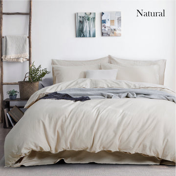 NNEDSZ luxurious linen cotton quilt cover set king natural