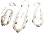 White on Rice-White baroque pearls on white rice pearls-Multistrand necklace bracelet set