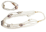 White on Rice-White baroque pearls on white rice pearls-Multistrand necklace bracelet set