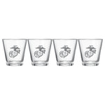 Marine Whiskey & Wine Glasses Set of 4, Anchor and Globe Whiskey Glasses 10oz Marines Gift by The Wine Savant - Military Gift Set Set, Veterans, Marine Gifts (Copy)