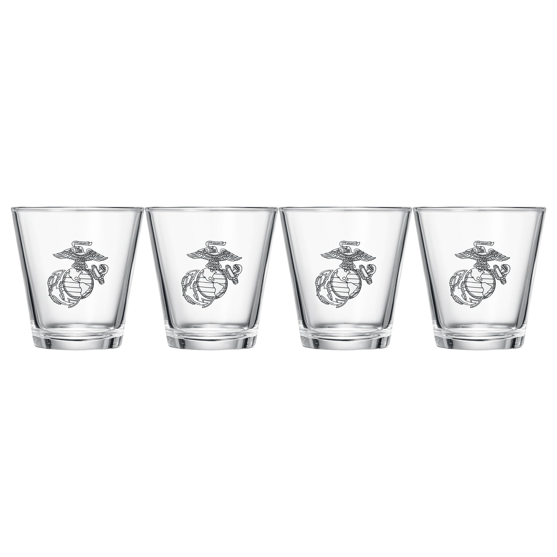 Marine Whiskey & Wine Glasses Set of 4, Anchor and Globe Whiskey Glasses 10oz Marines Gift by The Wine Savant - Military Gift Set Set, Veterans, Marine Gifts (Copy)