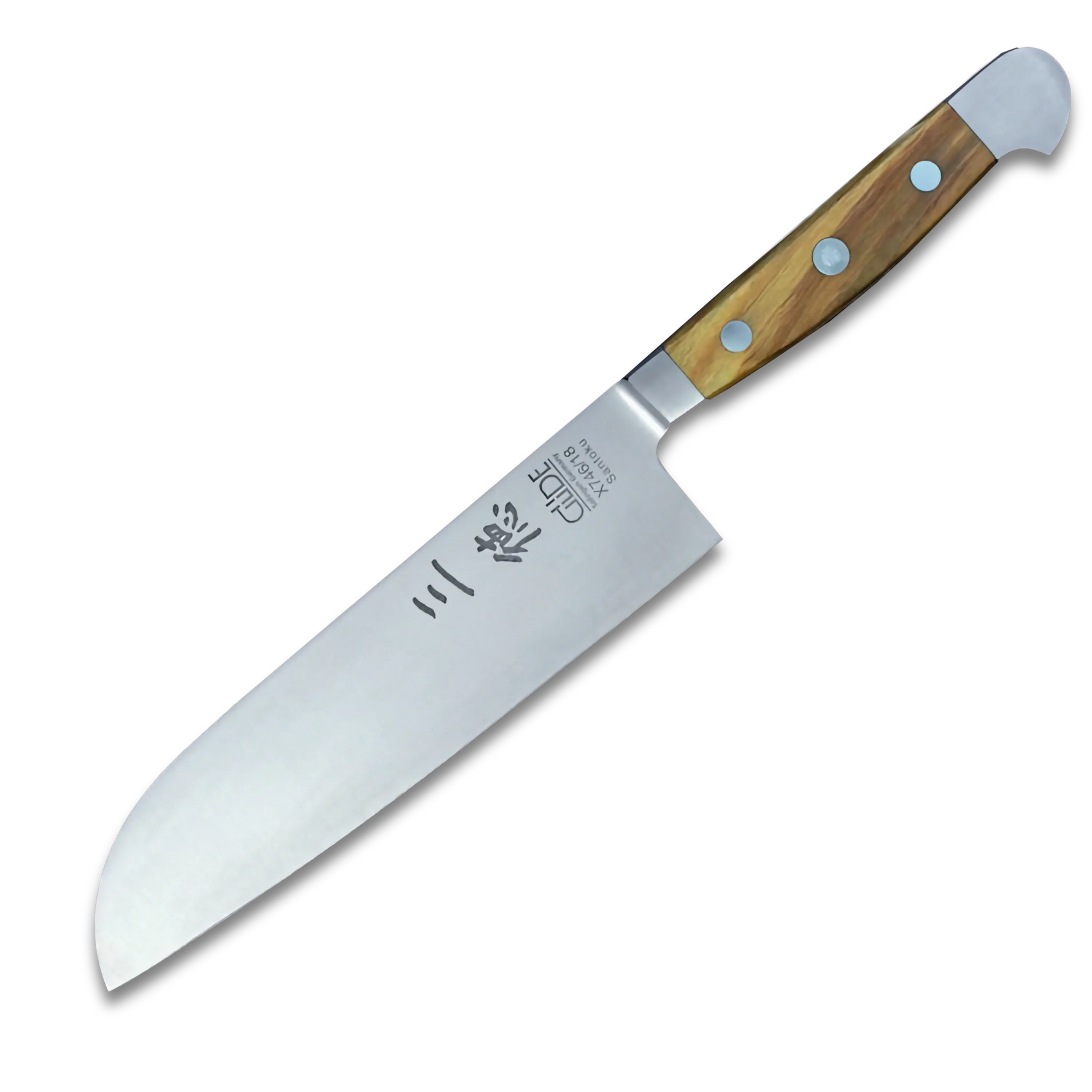 ALPHA OLIVE | Santoku Knife Smooth Blade 7 inch | Forged Steel / Olive wood handle-4