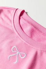 Bow Embroidered Pullover and Shorts Set