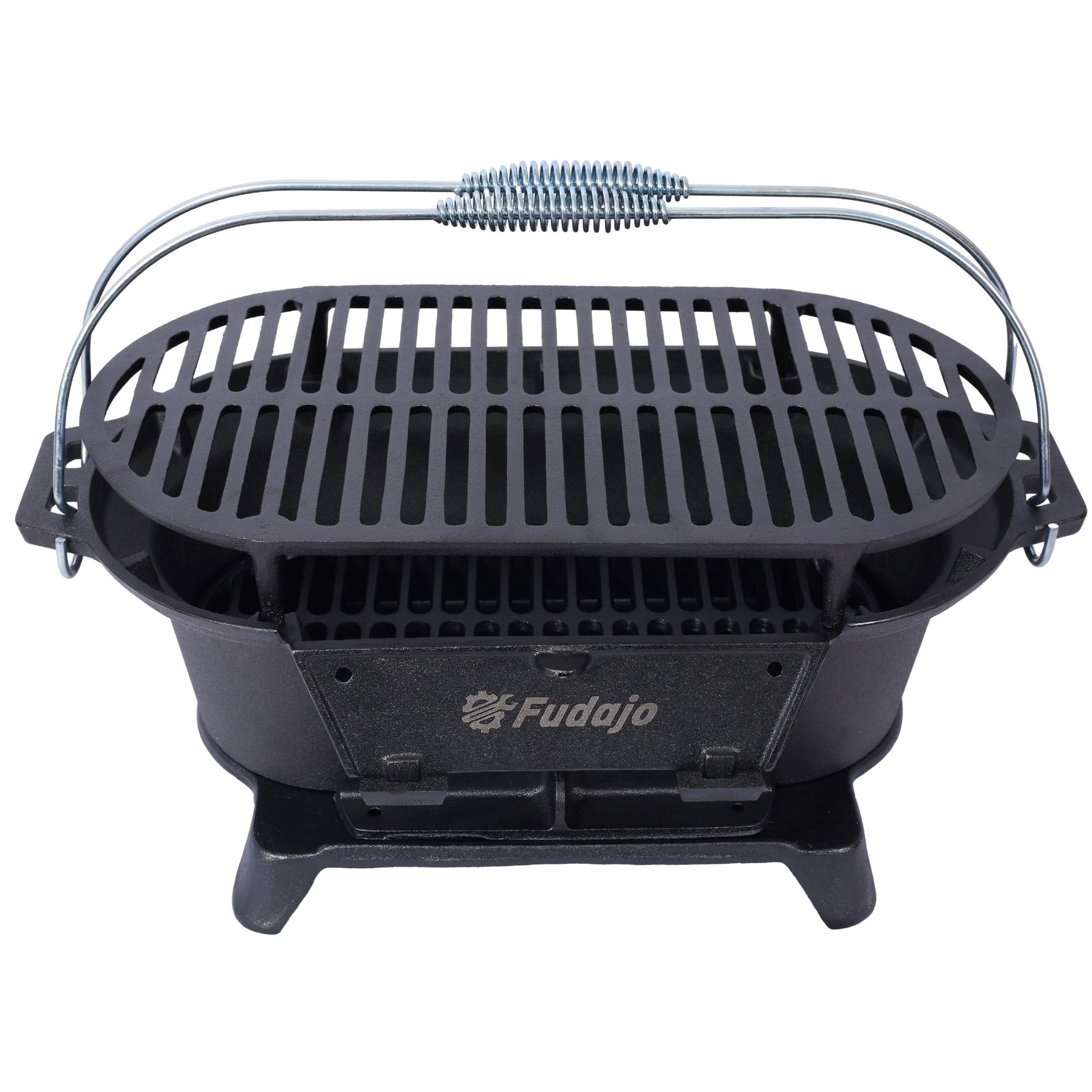 Outdoor Oval Cast Iron Grill, Portable Charcoal Grill, and Desktop Cast Iron Frying Pan