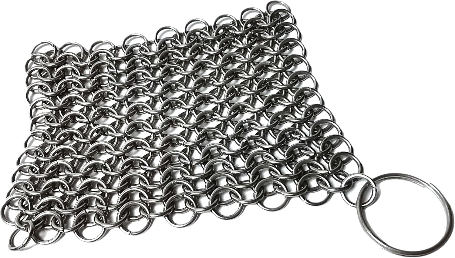 Cast Iron Scrubber 316 Stainless Steel Skillet Cleaner 3.9"X3.9" Chainmail Scrubber Chain Mail Scrub with Hanging Ring for Cast Iron Pre-Seasoned Pans, BBQ Grills Cookware Utensils Cleaning