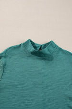 Solid Swiss Dot Balloon Sleeve Blouse