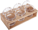 Set of 3 Glass Sugar Bowl with Lid and Sugar Serving Spoon, Wooden Tray with Hanging Lids, Salt and Spice Holder