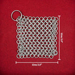Cast Iron Scrubber 316 Stainless Steel Skillet Cleaner 3.9"X3.9" Chainmail Scrubber Chain Mail Scrub with Hanging Ring for Cast Iron Pre-Seasoned Pans, BBQ Grills Cookware Utensils Cleaning