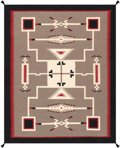 Canvello Navajo Style Hand-Woven Wool Mocha Area Rug- 8'2" X 9'10"-0