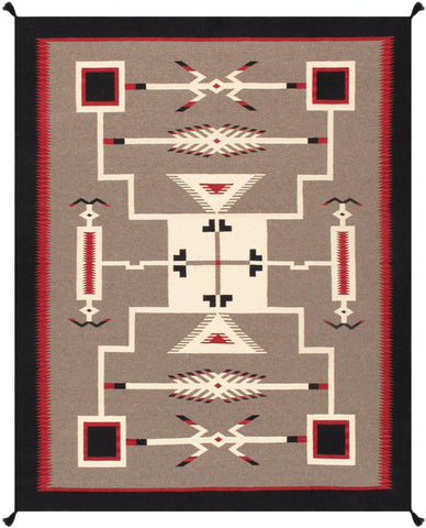 Canvello Navajo Style Hand-Woven Wool Mocha Area Rug- 8'2" X 9'10"-0