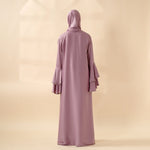 Crepe Satin Ruffle Sleeve Abaya, 5-Piece Set (MOA033)
