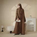 Crepe Satin Ruffle Sleeve Abaya, 5-Piece Set (MOA033)