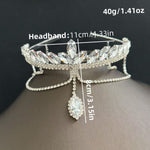 Crystal Tiara Headband with Cascading Forehead Chain (MAC330)