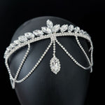 Crystal Tiara Headband with Cascading Forehead Chain (MAC330)