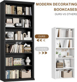 28 Inch Wide Tall Bookcase With Six Tiers For Home Office Storage For Living Room Organization
