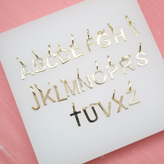 14K Solid Gold Letter Initial Name Pendant