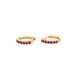 14K Solid Gold Ruby Hoop Earrings-1