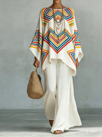 Women’s Printed Crew Neck Long Sleeve Two Piece Set