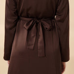Eid Abaya - Perfect for Eid Celebrations Elegant Dark Brown Three-Piece Bead Embroidery (MOA112)