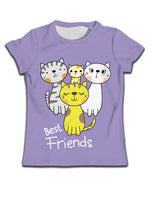 Children T-shirt Clothes Casual Soft T-shirt Cute Cat Cartoon Pattern