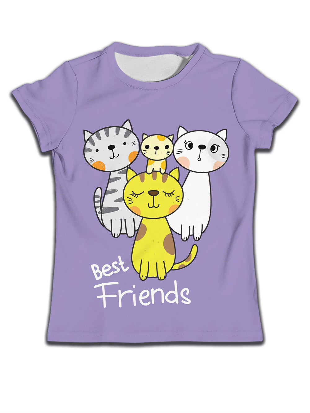 Children T-shirt Clothes Casual Soft T-shirt Cute Cat Cartoon Pattern