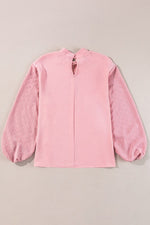 Solid Swiss Dot Balloon Sleeve Blouse