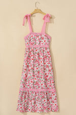 Floral Lace Tied-Strap Empire Waist Maxi Dress