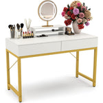 White Home Office Desk With Drawer And Monitor Stand