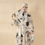 Floral Pattern Open Abaya | 2-Piece Set Lightweight Printed Open Abaya (MOA124)