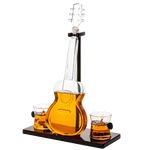 Guitar Whiskey & Wine Decanter & Mahogany Base - The Wine Savant 1000 ML Glass Decanter with 2 10oz Glasses 14" For Whiskey Music Lover & Guitar Player Gifts Musician Music Lovers
