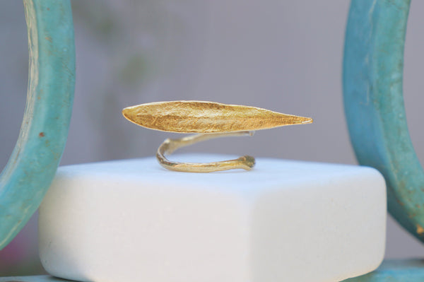 Solid Gold Olive Leaf Ring – Unique Nature Inspired 14K 18K Artisan Crafted Jewelry