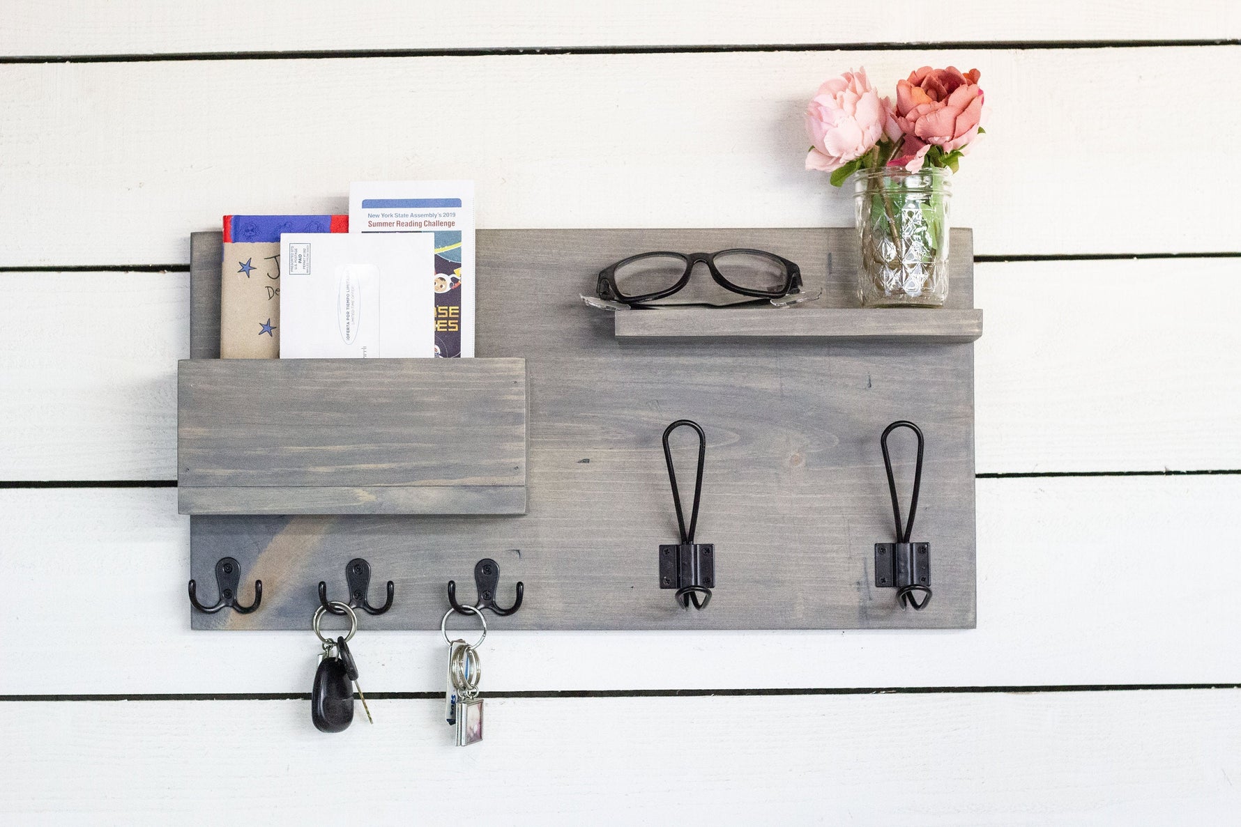 Home Entry Organizer, Coat Rack, Key Hook and Mail Holder