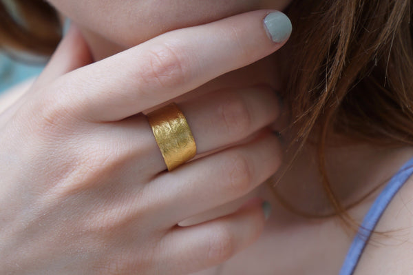 Solid Gold Olive Ring – Adjustable Botanical Leaf Jewelry | Handmade Gold Band