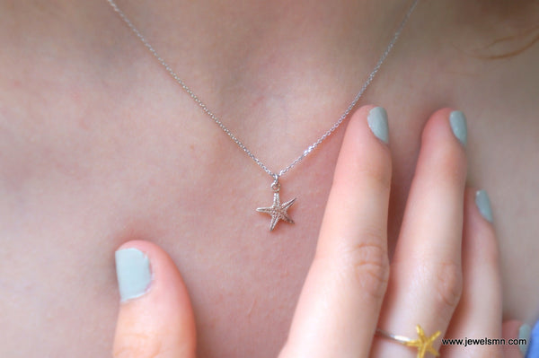 Solid Gold Starfish Necklace – Tiny Gold Pendant 9k, 14k & 18k Ocean Inspired Jewelry