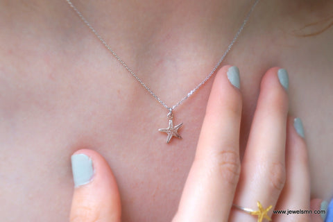 Solid Gold Starfish Necklace – Tiny Gold Pendant 9k, 14k & 18k Ocean Inspired Jewelry